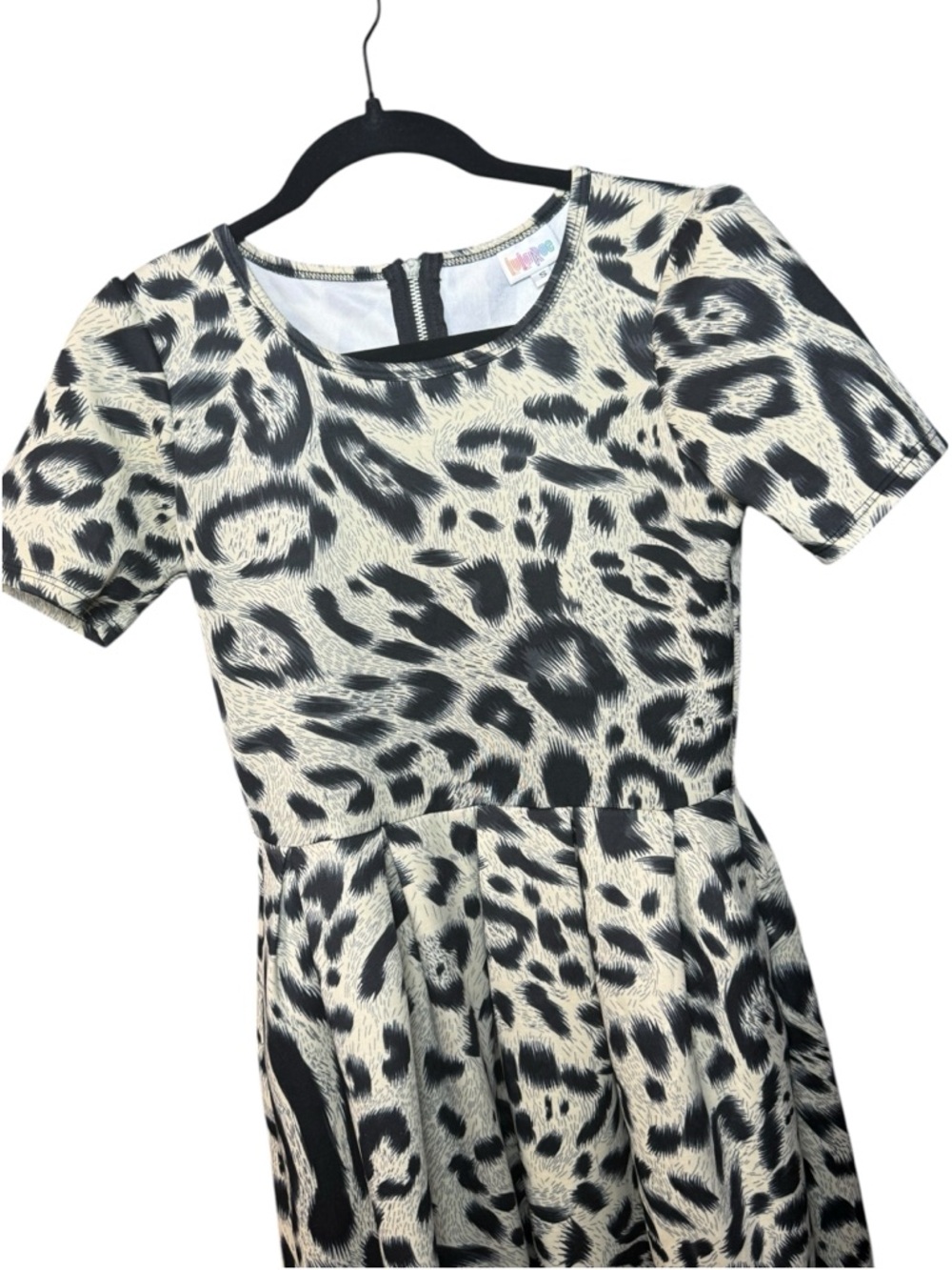 LuLaRoe Black and Cream Leopard Dress Size S